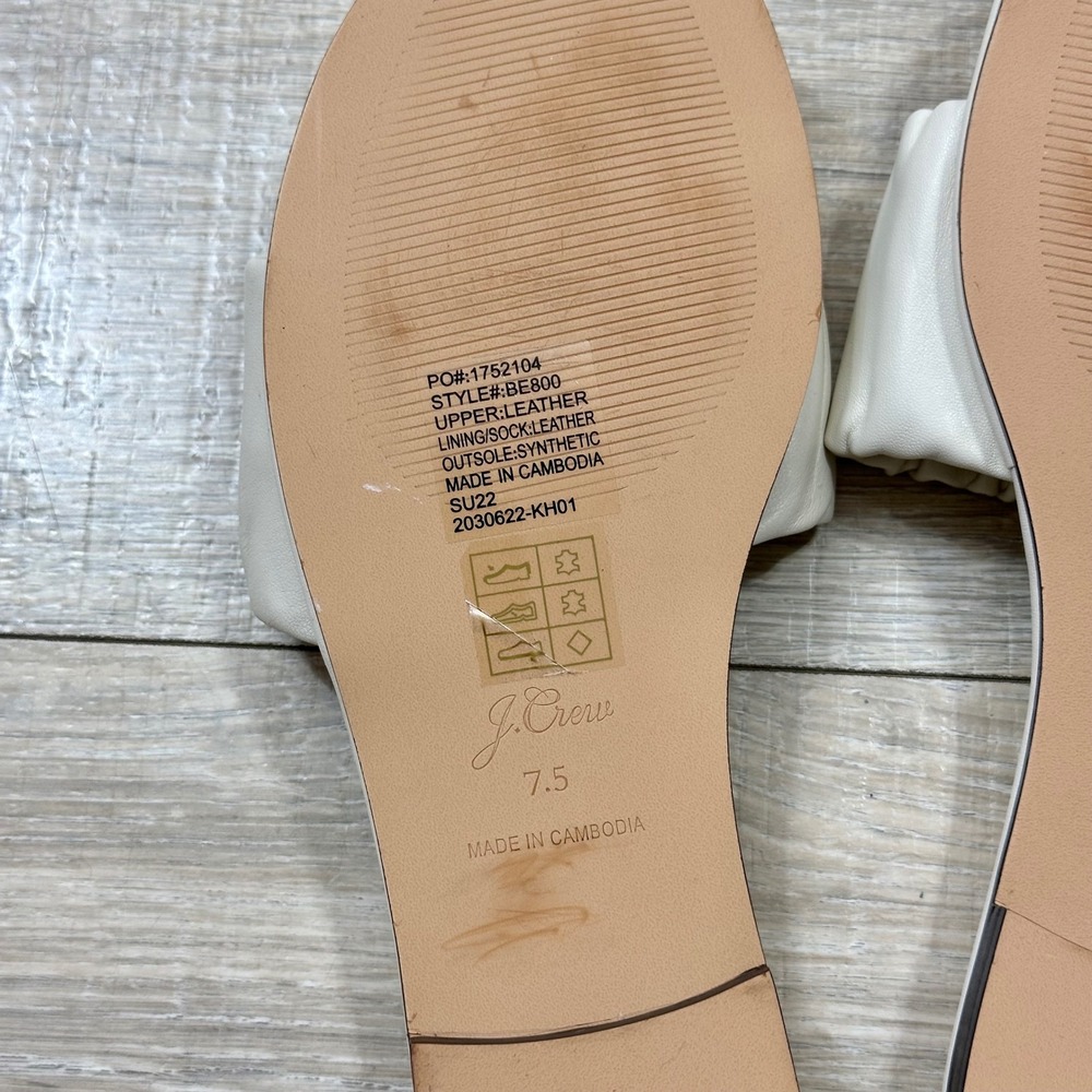 J.Crew Leather Ivory Menorca Scrunchie Strap Slide Sandals Padded Footbed 7.5 - Picture 6 of 6